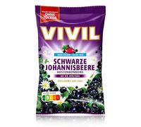 VIVIL Ribes nero con 23 erbe aromatiche, 1 bustina, caramelle per la tosse aromatizzate alle erbe, senza zucchero e vegano, 1 x 120 g