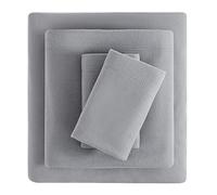 Viviland Set di lenzuola per letto matrimoniale, in micropile, morbide lenzuola in velluto polare, extra calde, in flanella invernale, con tasca profonda, colore: grigio argento, per letto