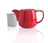 VIVILINEN Teapot - Teiera Classica in Ceramica 550ml, con Filtro da Tè in Acciaio Inox (Rosso)