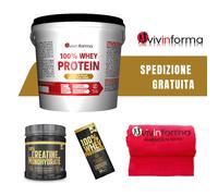 Vivinforma 100% Whey protein 4 kg proteine siero del latte + Creatina + omaggi