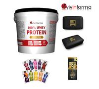 Vivinforma 100% Whey Proteine latte 4 kg con EAA e BCAA + Portapillole + OMAGGI
