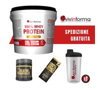 Vivinforma 4 kg Proteine del siero di latte + Creatina 100g + Shaker + omaggi