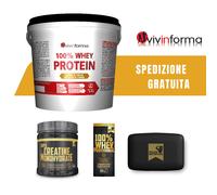 Vivinforma proteine 100% WHEY 4 kg + pura Creatina 100g + porta pillole + OMAGGI