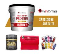 Vivinforma Proteine siero latte 4 kg + Creatina 100g + asciugamano + OMAGGI