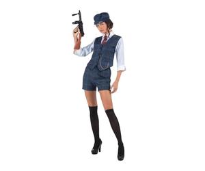 viving - Costume Gangster irlandese berretto, camicia con gilet e catena, cravatta con spillo, pantaloni e collant taglia S (1)