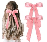 vivinin 4 fiocchi per capelli in raso setoso per donne, fermagli per capelli con coda lunga, nastro per capelli da indossare tutti i giorni, fermagli per capelli rosa, accessori per capelli per donne