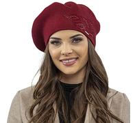 Vivisence Berretto Invernale da Donna in Stile Classico con Zirconi Decorativi Realizzato in Filato Caldo di Acrilico Perfettamente Adattabile alla Testa, Marrone,Taglia Unica