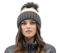 Vivisence Cappello Colorato con Grande Pom-PON Ecologico Realizzato in Caldo Filato con Aggiunta di Lana Fodera in Pile Antistatico per Comfort Extra Perfetto per Le, Grigio Scuro,Taglia Unica