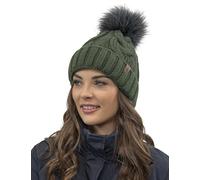 Vivisence Cappello Invernale da Donna con Pompon Fodera in Pile Soffice Filato Caldo E Morbido Elastico E Confortevole Design Elegante Ideale per Giornate Fredde, Verde,Taglia Unica