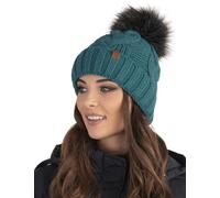 Vivisence Cappello Invernale da Donna con Pompon Fodera in Pile Soffice Filato Caldo E Morbido Elastico E Confortevole Design Elegante Ideale per Giornate Fredde, Turchese Scuro,Taglia Unica