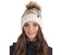 Vivisence Cappello Invernale da Donna con Pompon Fodera Interna in Pile Morbido Realizzato in Filato Caldo Ed Elasticizzato Perfetto per Le Giornate Fredde, Ecru,Taglia Unica