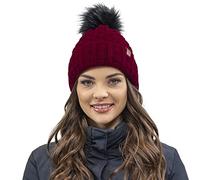 Vivisence Cappello Invernale da Donna con Pompon Realizzato in Filato Morbido E Caldo con Fodera Interna in Pile Antistatico vestibilità Comoda Ideale per l'inverno, Marrone,Taglia Unica