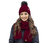 Vivisence Elegante Set Invernale da Donna Composto da Cappello con Pompon E Sciarpa Foderato in Pile Morbido Antistatico Perfetto per Le Giornate Fredde, Marrone,Taglia Unica