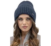 Vivisence Invernale Cappello alla Moda Tipo Beanie con Orlo Risvoltato Realizzato in Filato Caldo con Fili Scintillanti E Paillettes Perfetto per Le Giornate Autunnali E, Blu Scuro,Taglia Unica