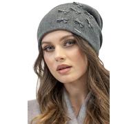 Vivisence Invernale Cappello Classico da Donna con Fodera Interna Decorato con Fiocchetti E Perline Realizzato in Filato Caldo Perfettamente Adattabile alla Testa, Grafite,Taglia Unica