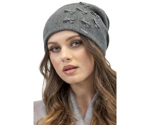 Vivisence Invernale Cappello Classico da Donna con Fodera Interna Decorato con Fiocchetti E Perline Realizzato in Filato Caldo Perfettamente Adattabile alla Testa, Grafite,Taglia Unica