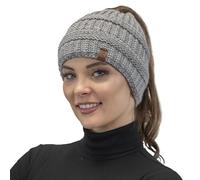 Vivisence Invernale Cappello con Buco per La Coda di Cavallo Stile Classico con Elastico per Perfetta Tenuta Realizzato in Filato Caldo di Acrilico Ideale per Le Giornate, Grigio Chiaro,Taglia Unica