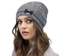 Vivisence Invernale Cappello Elegante da Donna in Lana E Alpaca Motivo A Spina di Pesce Design Classico E Confortevole Ideale per Regali E Giornate Fredde, Nero,Taglia Unica