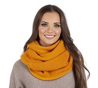 Vivisence Invernale Scaldacollo Classico Da Donna In Filato Caldo Design Con Toppa In Ecopelle Perfetto Per Le Giornate Invernali E Le Attività All'aperto, Miele,Taglia Unica