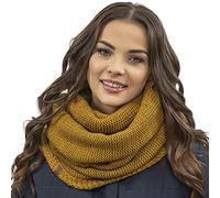 Vivisence Invernale Scaldacollo Classico Da Donna In Filato Caldo Design Con Toppa In Ecopelle Perfetto Per Le Giornate Invernali E Le Attività All'aperto, Giallo Scuro,Taglia Unica