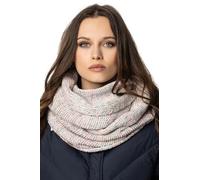 Vivisence Invernale Scaldacollo Classico Da Donna In Filato Caldo Design Con Toppa In Ecopelle Perfetto Per Le Giornate Invernali E Le Attività All'aperto, Bianco Melange,Taglia Unica