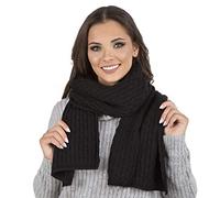 Vivisence Invernale Sciarpa Classica Da Donna In Filato Caldo E Morbido Perfetta Per L'autunno E L'inverno Con Design Elegante E Raffinato Per Ogni Occasione, Nero,Taglia Unica