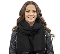 Vivisence Invernale Sciarpa Classica Da Donna In Filato Caldo E Morbido Realizzata In Acrilico Perfetta Per L'autunno E L'inverno Confortevole Ideale Per Ogni Occasione, Nero,Taglia Unica