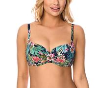Vivisence Reggiseno Bikini Floreale Colorato 3222, Blu Scuro,1C