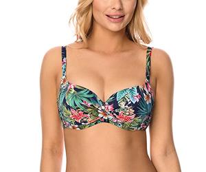 Vivisence Reggiseno Bikini Floreale Colorato 3222, Blu Scuro,3D