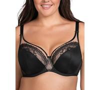 Vivisence Reggiseno Classico Morbido con Pizzo Floreale Ferretti Modellanti E Dettagli Eleganti in Oro Rosa Comfort E Femminilità Ogni Giorno, Nero,6F