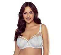Vivisence Reggiseno con Ferretto Morbido in Pizzo Bianco Elegante Coppa Intera Tulle Floreale Fiocco tra Le Coppe Spalline Regolabili Intimo Donna Sexy Romantico 1070, Bianco,5F