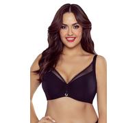 Vivisence Reggiseno Morbido da Donna con Coppe in Tessuto A Maglia Sostenitivo E Bordo Decorativo con Ferretti Laterali Regolabili E Ampie, Nero,3H