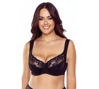 Vivisence Reggiseno Semi Imbottito Elegante con Pizzo in Fiori 1056, Nero,3D