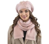 Vivisence Set Invernale da Donna Berretto Caldo E Sciarpa Lunga in Filato con Lana Perfetti per Affrontare Le Giornate Fredde, Rosa,Taglia Unica
