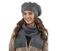 Vivisence Set Invernale da Donna Berretto Caldo E Sciarpa Lunga in Filato con Lana Perfetti per Affrontare Le Giornate, Grigio Scuro,Taglia Unica