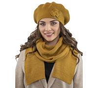 Vivisence Set Invernale da Donna Berretto Caldo E Sciarpa Lunga in Filato con Lana Perfetti per Affrontare Le Giornate Fredde, Miele,Taglia Unica