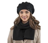 Vivisence Set Invernale da Donna Berretto Caldo E Sciarpa Lunga in Filato con Lana Perfetti per Affrontare Le Giornate Fredde, Nero,Taglia Unica