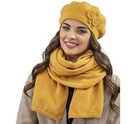 Vivisence Set Invernale da Donna Berretto E Sciarpa in Lana di Alta qualità, Caldi E Confortevoli, Perfetti per Le Giornate, Miele,Taglia Unica