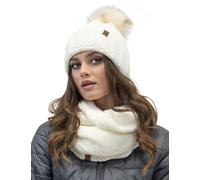 Vivisence Set Invernale da Donna Cappello con Pom-PON E Scaldacollo Avvolgente Fodera in Pile Morbido Antistatico Realizzato in Filato Caldo Perfetto per Le Giornate Fredde