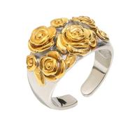 VIVIWI Anello regolabile aperto con rosa vintage francese retrò floreale gioielli per le donne