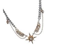 VIVIWI Collana con ali stellate, elegante gioiello da donna, in lega, con ciondolo a forma di clavicola, perfetto per lei
