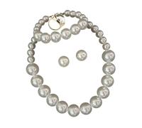 VIVIWI Elegante set di gioielli con perle finte, 5 pezzi, collana, braccialetto, orecchini, per donne, accessori per feste di nozze