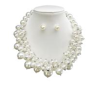 VIVIWI Set di collana con perle corte e orecchini, stile vintage, classico, elegante, da indossare tutti i giorni, alla moda