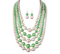 VIVIWI Set di collana e orecchini con perle finte multistrato, gioielli leggeri per le donne, elegante evento formale