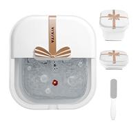 VIVIYA - Spa da bagno pieghevole per piedi con rulli di calore e massaggio, vasca pieghevole per immergere i piedi con getti di bolle e luce a LED, massaggiatore per pedicure con detergente per piedi
