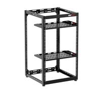 Vivlly Rack 20U a telaio aperto per networking, server, apparecchiature audio e video, resistente, 2 ripiani ventilati, hardware a parete o supporto da pavimento