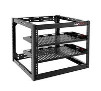 Vivlly Rack a telaio aperto 10U per networking, server, apparecchiature audio e video, ripiani ventilati 1U resistenti, hardware a parete o supporto da pavimento