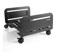 VIVO CART-PC01L, Custodia grande per computer ATX, supporto girevole in acciaio CPU, larghezza da 20 a 35,6 cm, regolabile, con ruote girevoli bloccabili, supporto per PC da gioco, colore: nero