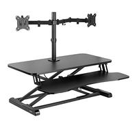 VIVO - Convertitore da scrivania regolabile in altezza da 82 cm, con supporto per monitor doppio da 13 a 30'', supporto per monitor e supporto da scrivania, colore: nero, DESK-V000K-M2