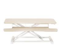 VIVO Convertitore da tavolo da 36", serie K, alzata da seduto a supporto regolabile in altezza, doppio monitor e postazione di lavoro per laptop con ampio vassoio per tastiera, piano in legno chiaro,